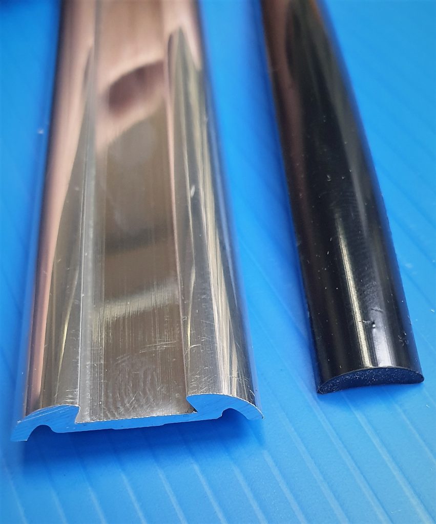 Polished Herzim Rail + Black PVC Insert